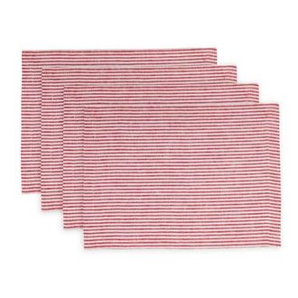 Solino Home Linen Placemats - Narrow Stripe, 14 x 19 in Red And White at Nordstrom, Size Medium