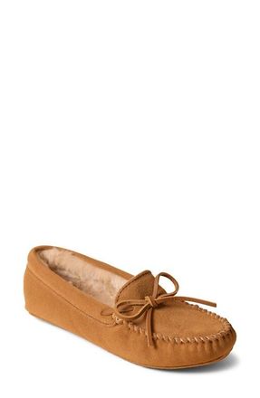 Minnetonka Faux Fur Lined Soft Sole Slipper in Golden Tan at Nordstrom, Size 10