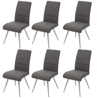 Hhg Nunca Usado] Juego De 6 Sillas De Comedor Hhg 708, Silla De Cocina, Tela/textil Acero Inoxidable Cepillado, Gris-marr&oacute;n