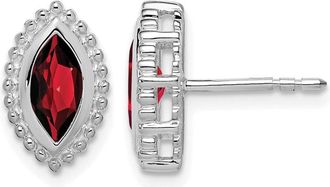 Diamond2Deal 14k White Gold Marquise Garnet Stud Earrings