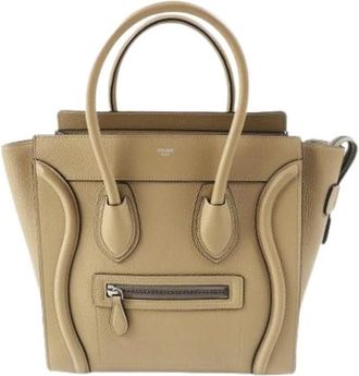 Celine Pre-owned Micro Luggage Tote - Dames - Vintage Shopper - Beige - ONE Size - Leer - Vintage