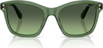 Swarovski 54mm Gradient Square Sunglasses in Transparent Green /Green at Nordstrom