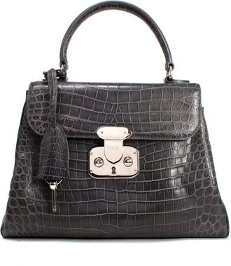 Asprey Grey Crocodile Leather Private Collection Handbag