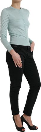 Dolce & Gabbana Silk Crew Neck Cardigan - Blue