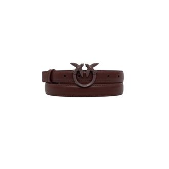 Pinko Pinko - Love Birds Dunne Leren Riem 2cm - Dames - Accessoires - Bruin - Maat: S Leer