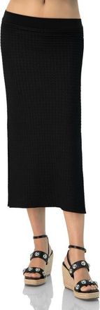 Ivonne Midi Knit Skirt with Side Slits in Black at Nordstrom, Size Medium