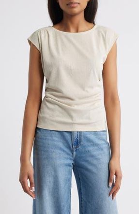 Wit & Wisdom Cap Sleeve Ruched Top in Pale Stone at Nordstrom Rack, Size X-Large