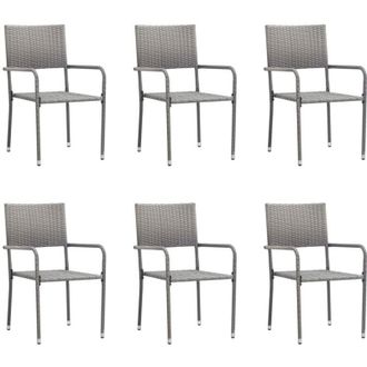 vidaXL Vidaxl - Sillas Comedor De Jard&iacute;n Apilables 6 Uds Rat&aacute;n Sint&eacute;tico Gris