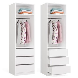 Topeshop Openo 1w1p3s - Armario Modular Con Barra Y 3 Cajones - 60x200x50 Cm - Blanco