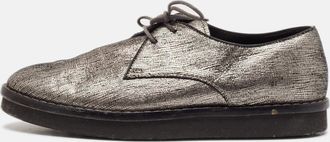 Tod's Tods Metallic Bronze Leather Platform Lace Up Oxfords