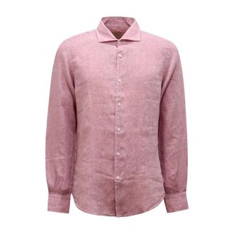 PORTOFIORI Camicia Custom Fit Linen Shirt - male - Portofiori - Casual Shirts - Pink - XL - Shirts