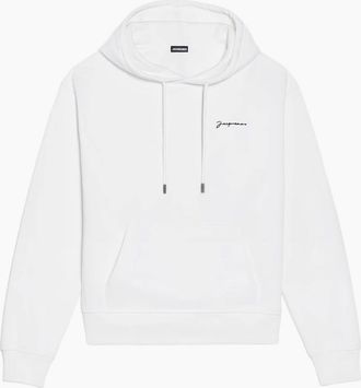 Jacquemus Mens Jacquemus Signature Embroidered Logo Hoodie in White - Size: 38