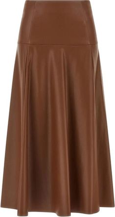 Nude Nude Midi Rok - Dames - Leren & Su&egrave;de rokken - Bruin - XS - Leer - Rokken
