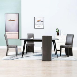 vidaXL Dining Chairs 4 pcs Gray Faux Leather, 249199