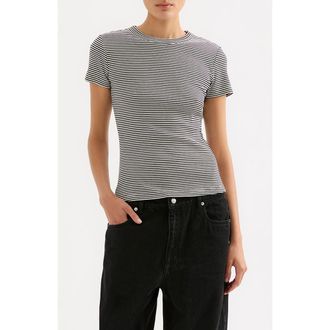 Nude Lucy Baby Tee in Black Stripe at Nordstrom, Size X-Large