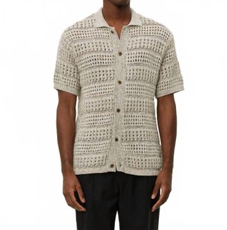 Les Deux Elvin Structured Knitted Short Sleeve Shirt In Sand
