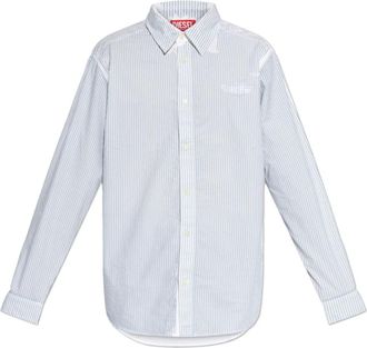 Diesel S-Simply-Qmbz Shirt - Heren - Zakelijke Overhemden - Blauw - M - Katoen - Overhemden