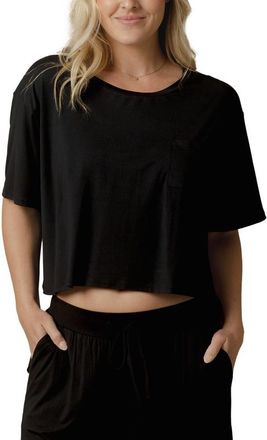 Kindred Bravely Aria Casual Cropped Short Sleeve Top in Black at Nordstrom, Size X-Large