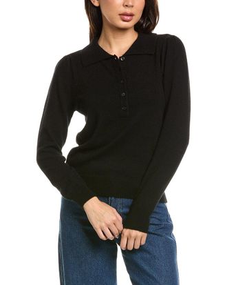 The Cashmere Project The Cashmere Project Puff Sleeve Lady Cashmere Polo Sweater
