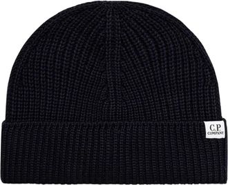 C.P. Company Fisherman Beanie - unisex - Hoeden - Zwart - ONE Size - Wol - Accessoires