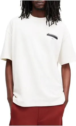 AllSaints Redact Short Sleeve Crew Mens T Shirt Ashen White 1 : 2XL, Cotton