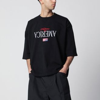 Willy Chavarria Black Welcome To America Buffalo T-shirt