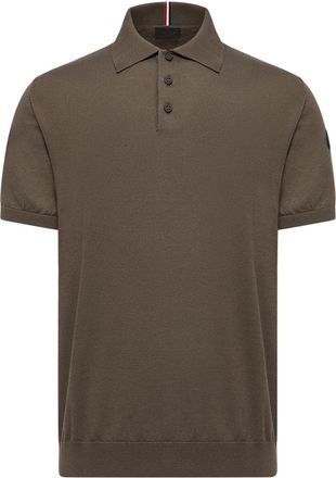 Moncler Moncler Logo Cotton Knit Polo, Men, Brown, Size: 3xl
