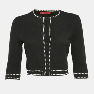 Carolina Herrera Black Knit Short Sleeve Cardigan