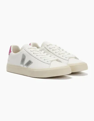Veja Womens Veja Campo Leather Womens White/Silver/UltraViolet Trainers - Size: 8