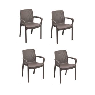 Dmora Dmora Sedia Da Esterno Viterbo, Seduta Da Giardino, Sedia Per Tavolo Da Pranzo, Poltrona Outdoor Effetto Rattan, 100 % Made In Italy, Set Da 4, Cm 54x