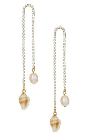 Ettika Shell & Freshwater Pearl Drop Earrings in Gold at Nordstrom