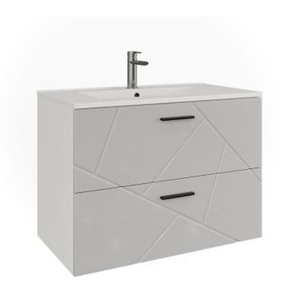 Vicco Set di mobili da bagno Irma, Bianco/bianco lucido, 2 parti, Vicco