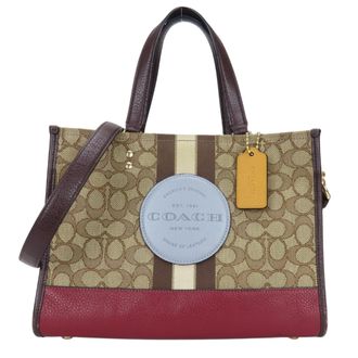 Coach Signature Bordeaux Brown Canvas Leather Tote Bag (Pre-Owned)