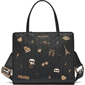 Karl Lagerfeld Maybelle Satchel in Black/gold at Nordstrom