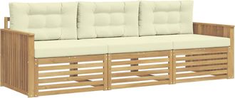 vidaXL Conjunto De Sof&aacute;s De Exterior 3 Uds. Blanco Y Crema Vidaxl