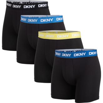 DKNY Back of Four Boxer Briefs in Black/blue Logo at Nordstrom Rack, Size X-Large