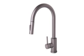 cofan Grifo De Cocina De Acero Gris Antracita Con Manguera Extensible Y 2 Funciones 390 X 250 X 54 Mm