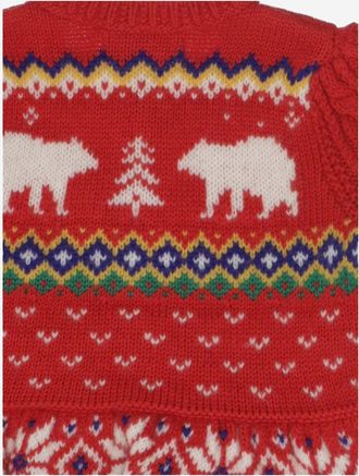 Polo Ralph Lauren Girls Fair Isle Cardigan Red Cotton Sweater