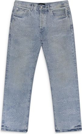 Purple Light Indigo Sandstone Camo Hotfix Straight Jeans