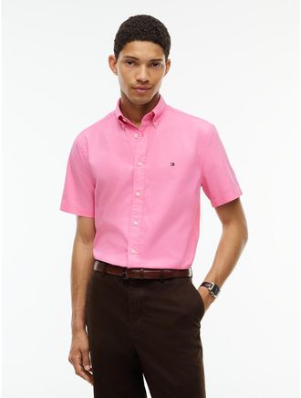 Tommy Hilfiger Mens Regular Fit Short-Sleeve Shirt - Blush - XL