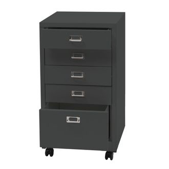 Hhg Hhg - Nunca Usado] Roll Container 456, Cajonera Armario Archivador De Acero, Metal 75x40x41cm 5 Cajones, Gris Oscuro
