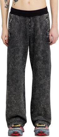 Diesel Denim-look sweatpants with side bands - Pants - Man - Black