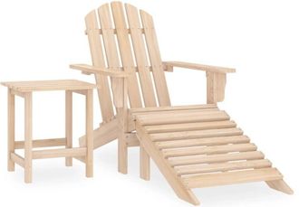 vidaXL Vidaxl - Silla Adirondack de jardín con otomana y mesa macizo abeto rosa
