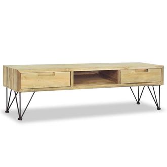 Berkfield Home TV Cabinet 120x35x35 cm Solid Teak in Light Brown | Size: 120 x 35 x 35 cm