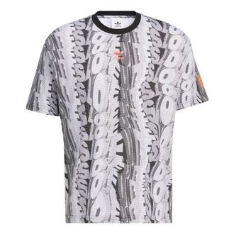 adidas originals Alphabet Full Print Round Neck Short Sleeve Unisex Gray HC3082