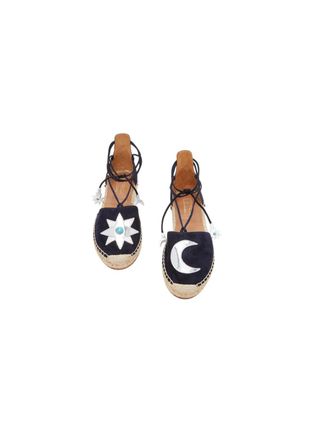 Aquazzura x Poppy Delevingne Midnight Flat Espadrilles Size 36.5