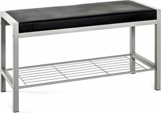 M&S Collection M&s - haku Möbel Panca per scarpe alu, nero, Finta pelle, metallo - Dim. l 80 cm x a 48 cm x p 32 cm, Stile Moderno