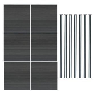 MonsterShop Composite Fence Panels & LED Posts 6ft x 34ft - Grey
