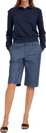 SPRWMN Polo Collar Sweatshirt In Navy