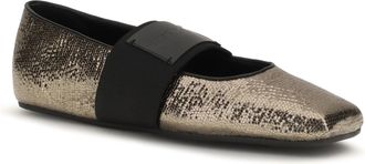 Givenchy Womens Sliced Square Ballerinas Textured Leather Bronze Flat Shoes